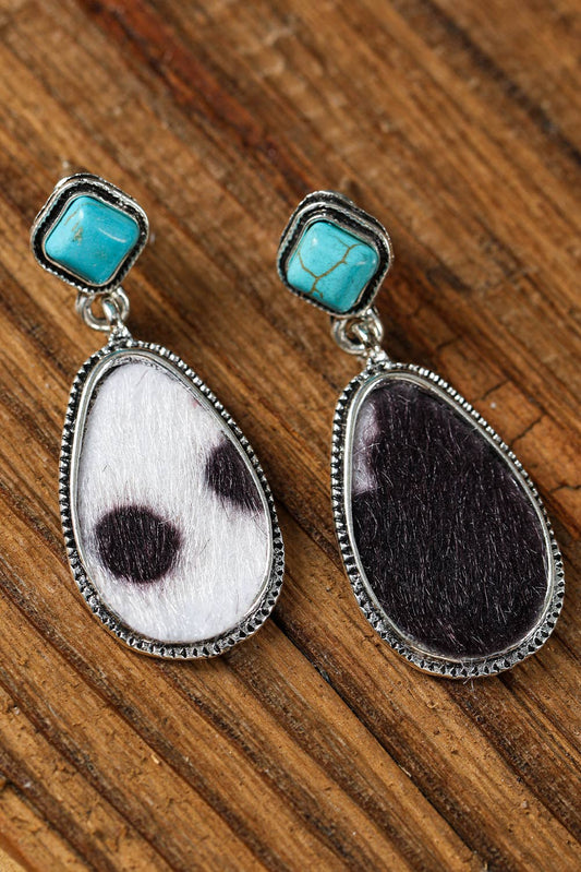 Desert Daze Turquoise Earrings | Cow Print Western Drop Earrings