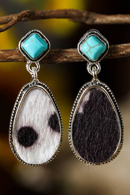 Desert Daze Turquoise Earrings | Cow Print Western Drop Earrings