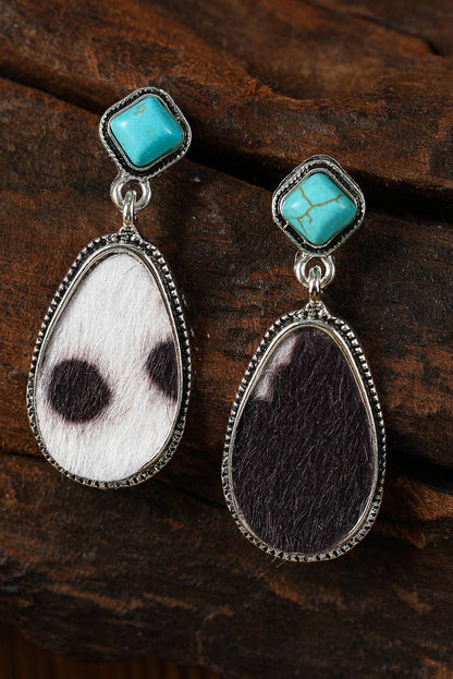 Desert Daze Turquoise Earrings | Cow Print Western Drop Earrings