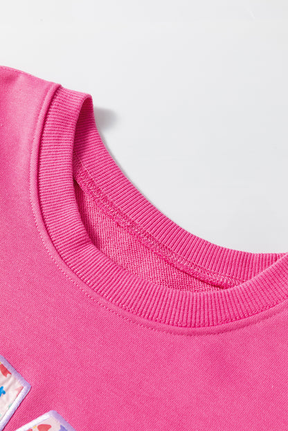 Floral MAMA Embroidered Sweatshirt – Rose Pink Cozy Pullover