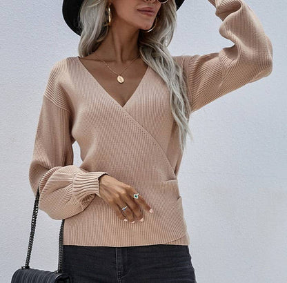 Effortless Elegance Crossover Knit Sweater