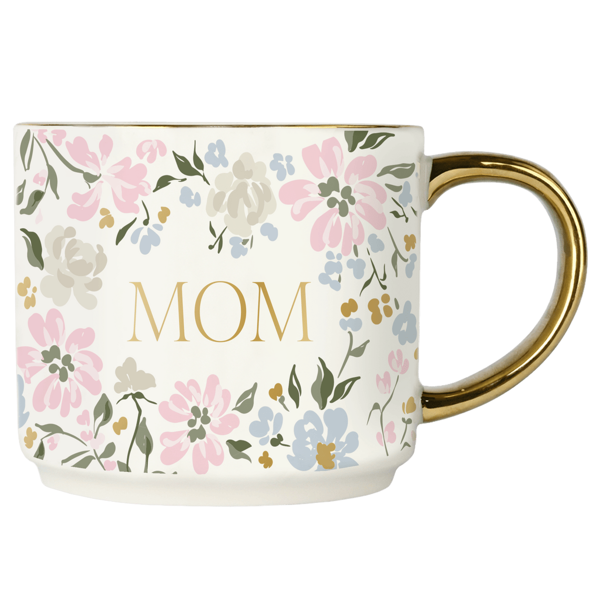 Floral Mom Coffee Mug – Gold Handle Mother’s Day Gift | Cute Mom Mug