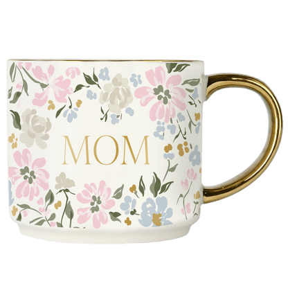 Floral Mom Coffee Mug – Gold Handle Mother’s Day Gift | Cute Mom Mug