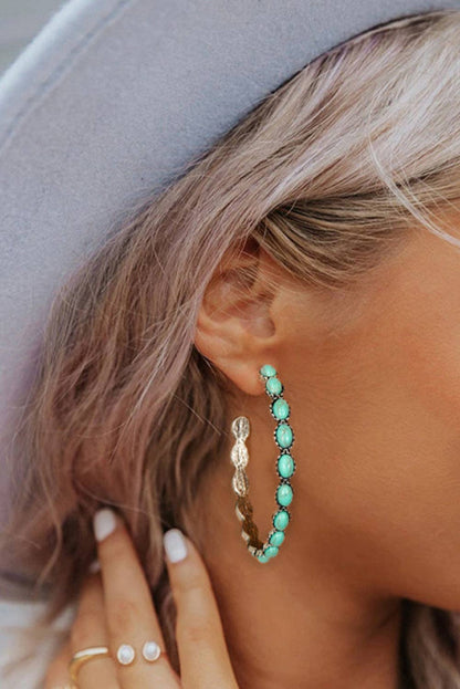 Woman wearing Dazzling Turquoise Hoops by The PS Collective