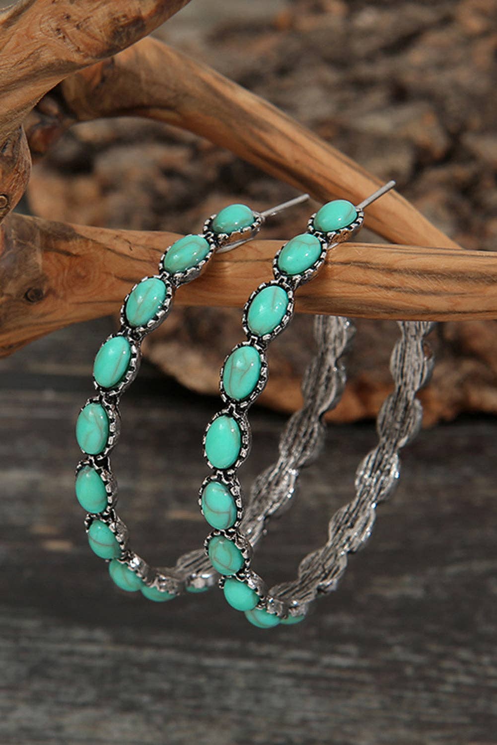 Dazzling Turquoise Hoops – beaded gemstone C-hoop earrings
