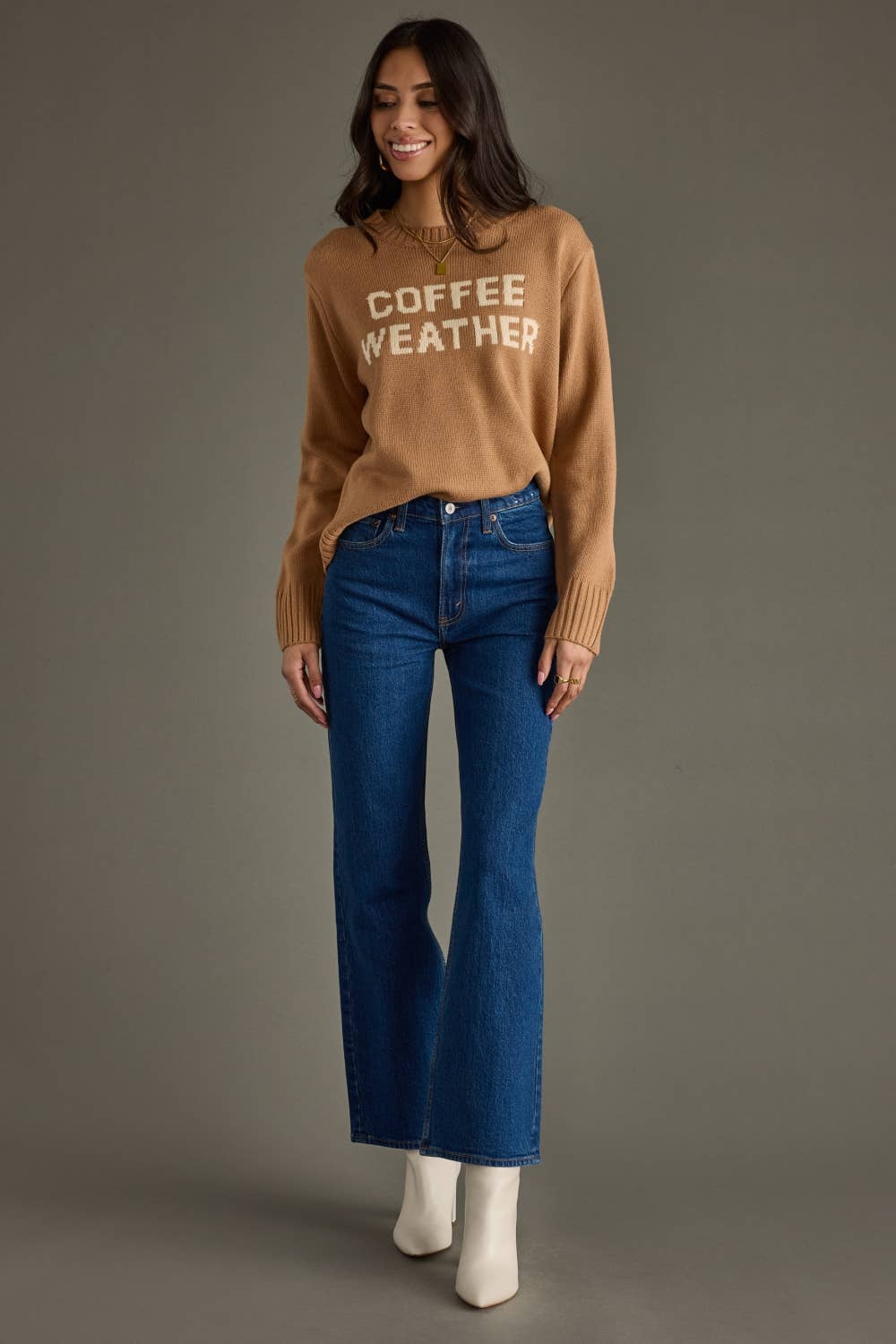 Coffee Weather Knit Sweater – Light Brown