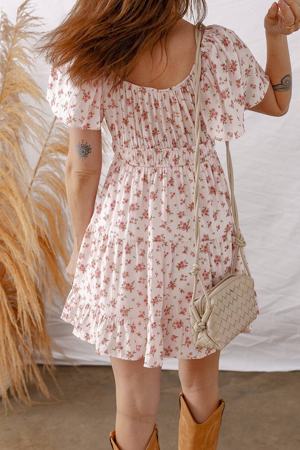 Rosy Bloom Mini Dress | Pink Floral Ruffle Dress