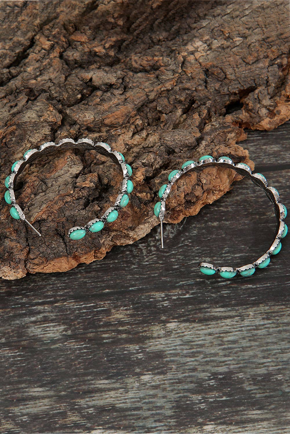 Gem inlay C-hoop earrings in multiple colorways by The PS Collective