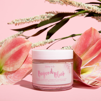 Beyond Blush Body Butter with tropical flowers — coconut tropical floral scented whipped body butter by The PS Collective