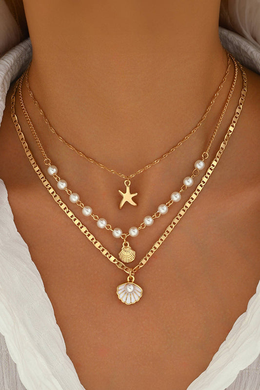 Golden Tide Layered Necklace | Triple Layer Gold Beach Necklace