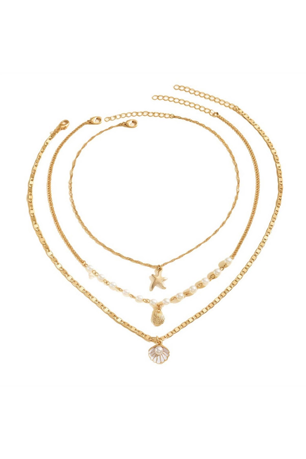 Golden Tide Layered Necklace | Triple Layer Gold Beach Necklace