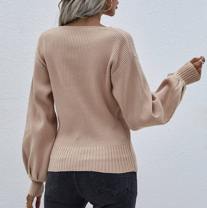 Effortless Elegance Crossover Knit Sweater