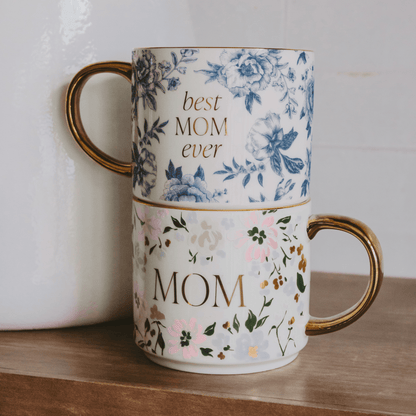 Floral Mom Coffee Mug – Gold Handle Mother’s Day Gift | Cute Mom Mug