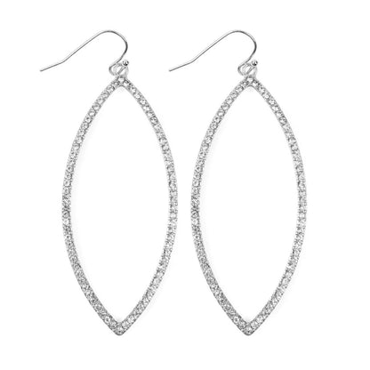 Pair of silver hoop earrings on a white background